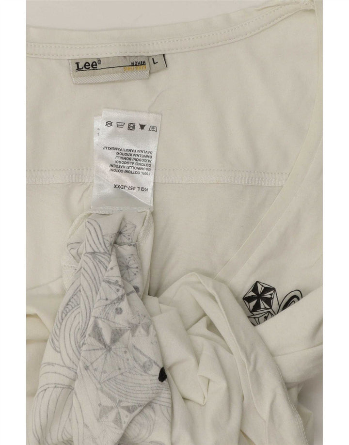 Lee Top da donna manica 3/4 UK 16 grande cotone bianco