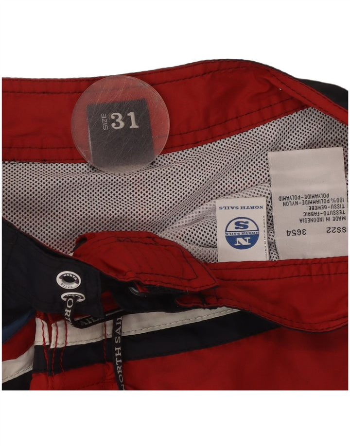 Pantaloncini da bagno grafici da uomo North Sails, poliammide color block rosso medio
