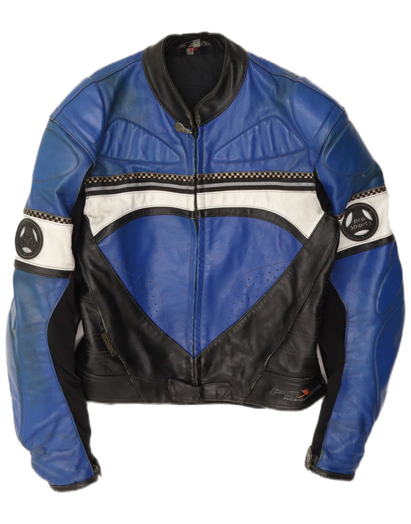 Hein Gericke Giacca in pelle Moto Racer da uomo Taglia 54 XL Blu Colourblock