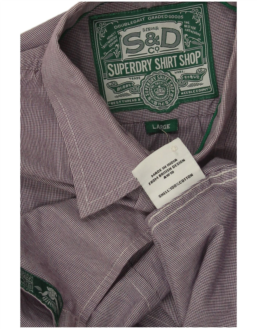 Camicia da uomo Superdry in cotone a quadri viola grande
