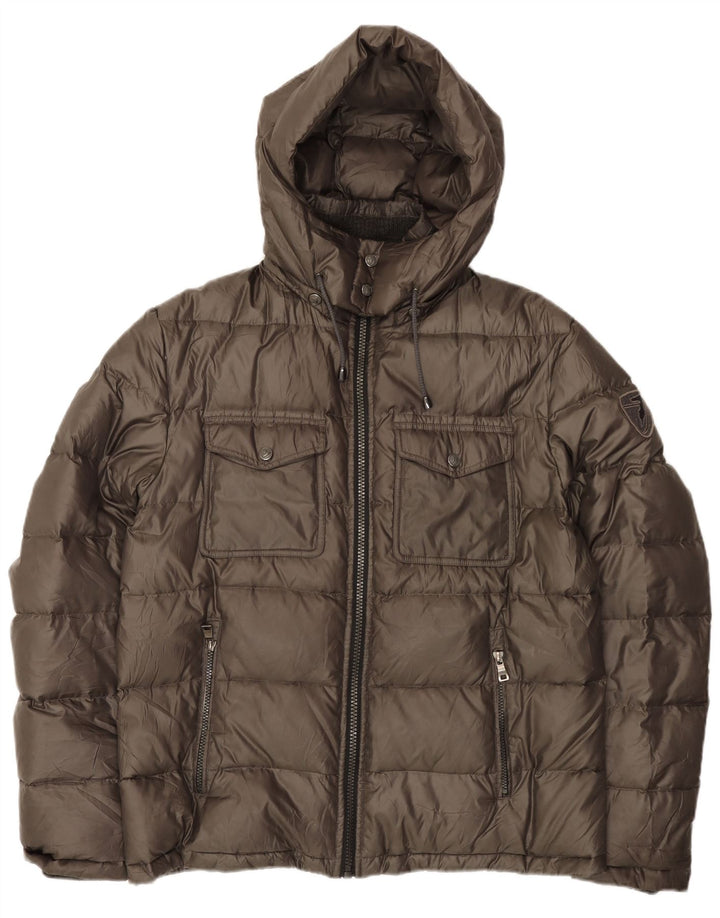 Giacca Imbottita con Cappuccio Trussardi Jeans Uomo IT 54 2XL Poliestere Kaki