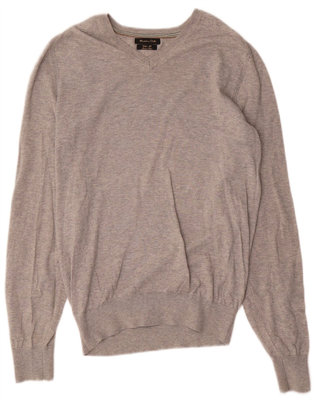 Massimo Dutti Maglione da uomo con scollo a V piccolo cotone chiazzato grigio