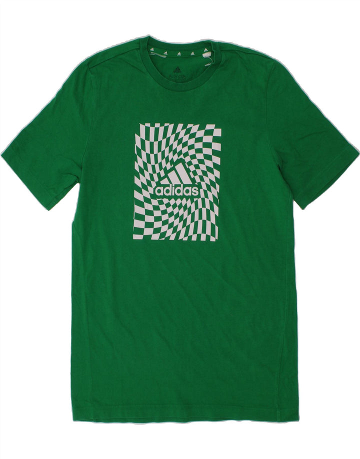 ADIDAS Boys Graphic T-Shirt Top 15-16 Years Green Vintage Adidas and Second-Hand Adidas from Messina Hembry 