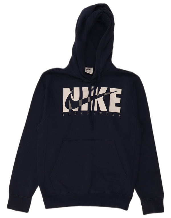 Felpa con cappuccio grafica da uomo NIKE XS in cotone blu navy