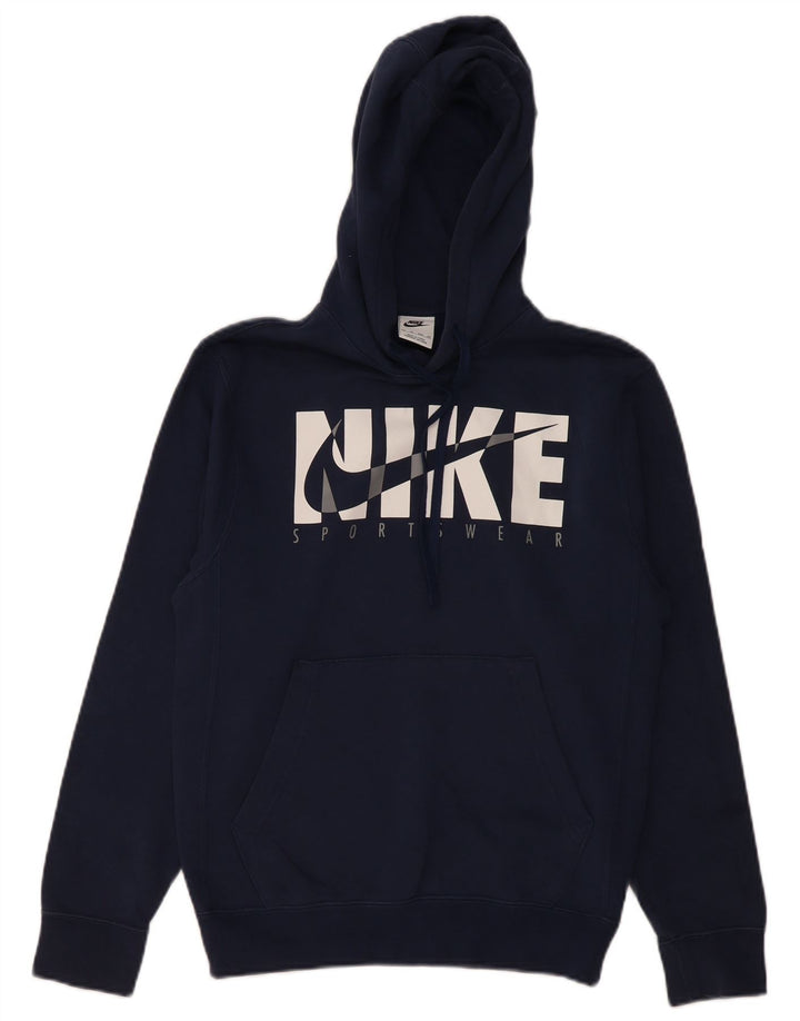 Felpa con cappuccio grafica da uomo NIKE XS in cotone blu navy