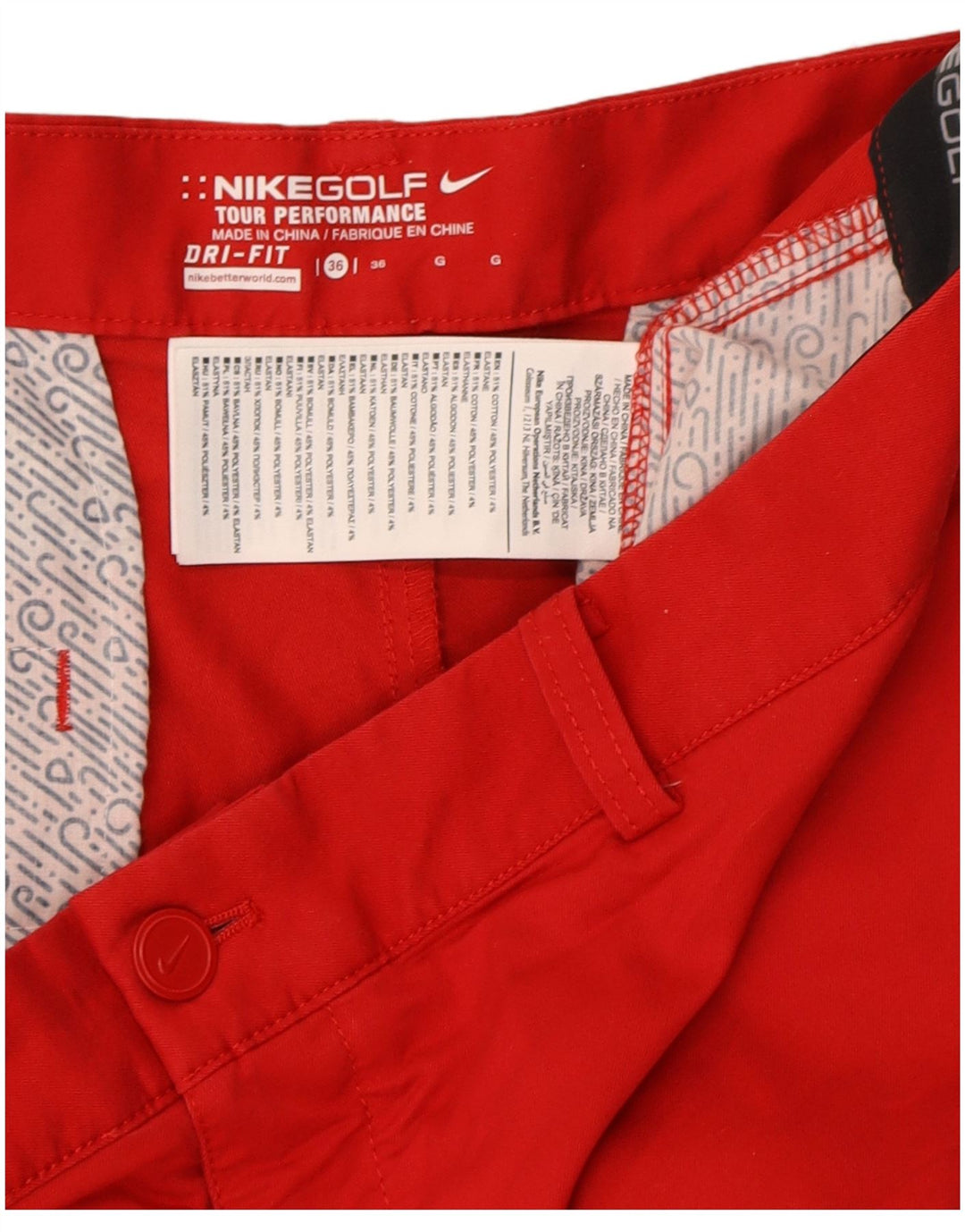 NIKE Mens Dri Fit Chino Shorts W36 Large Red Cotton