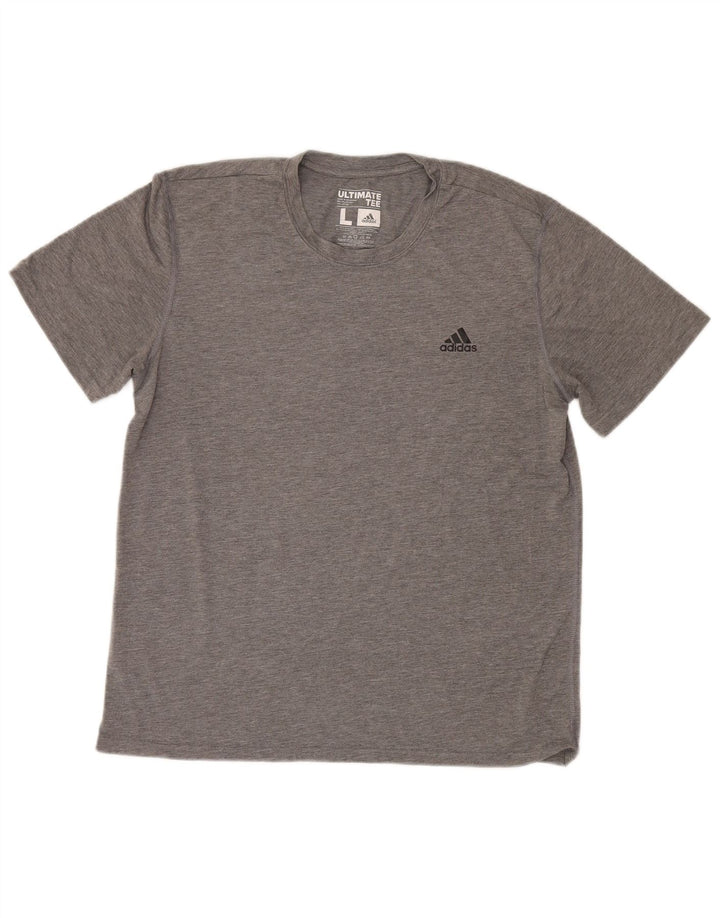 T-shirt Adidas Climalite da uomo, grande, in poliestere chiazzato grigio