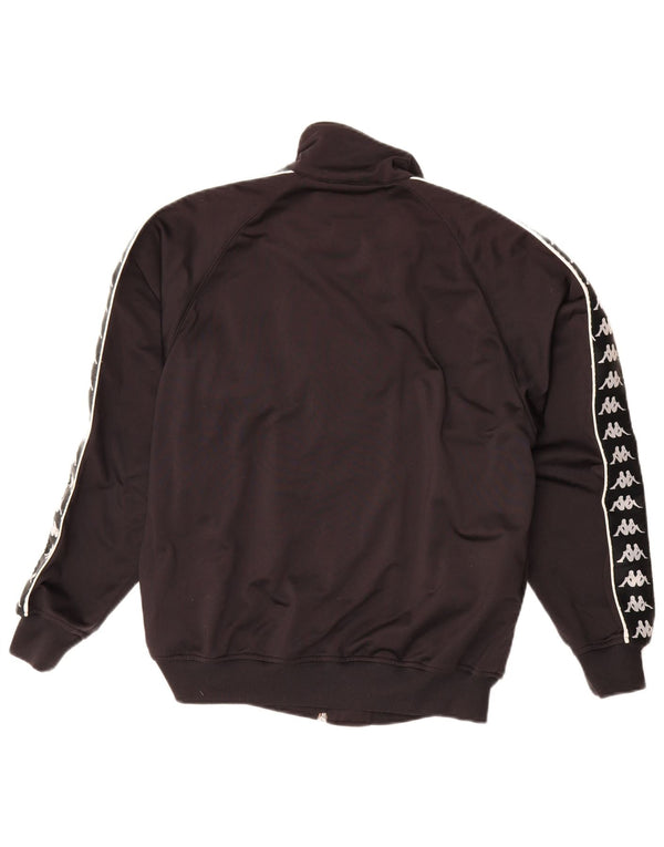 Giacca da ginnastica da uomo con grafica Kappa, piccola, in poliestere color block nero