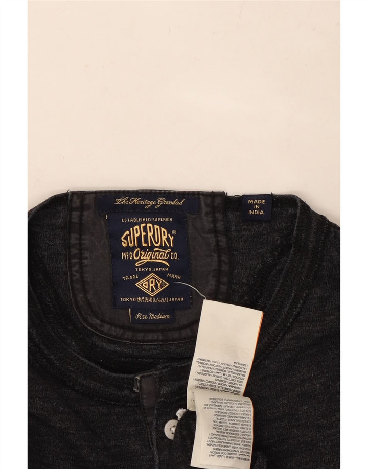 Top da uomo a maniche lunghe SUPERDRY in cotone grigio medio