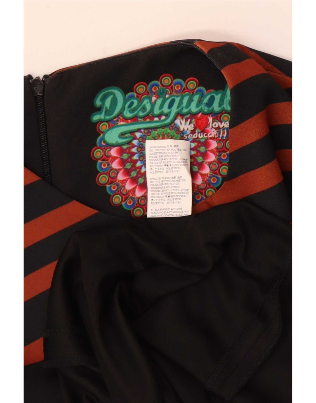 Desigual Abito a trapezio senza maniche con grafica da donna EU 38 Medio Nero a righe