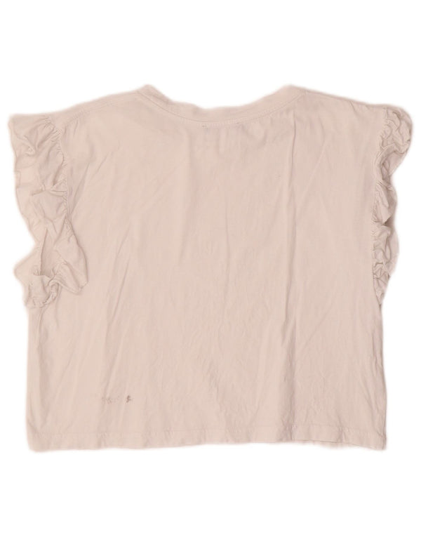 ZARA Camicetta Corta da Donna Top UK 10 Piccola Bianco Sporco