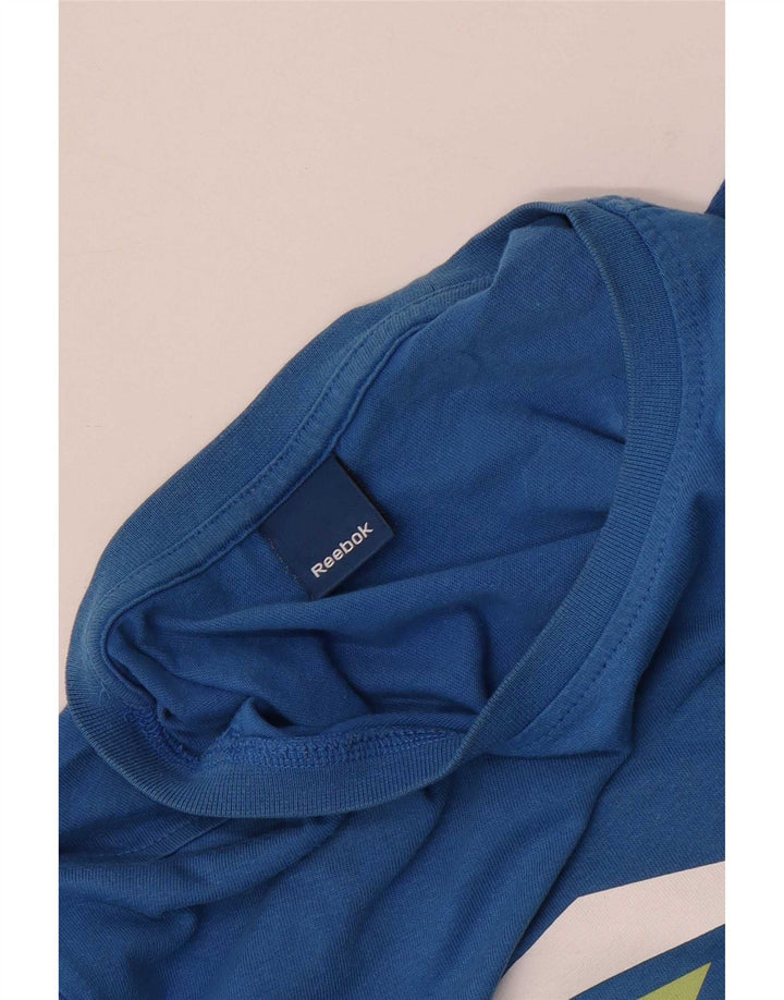 T-shirt grafica da uomo Reebok Top in cotone blu medio