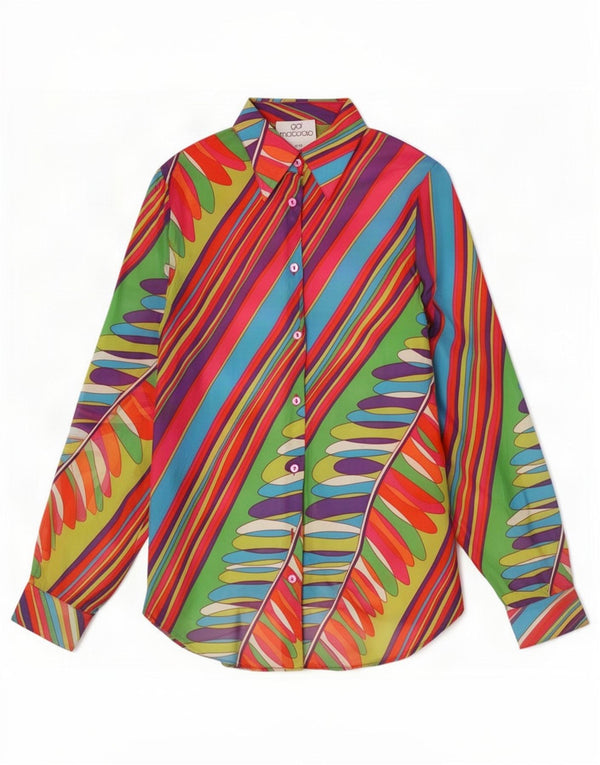 Gai Mattiolo Camicia da donna Camicetta UK 14 Media a righe multicolore