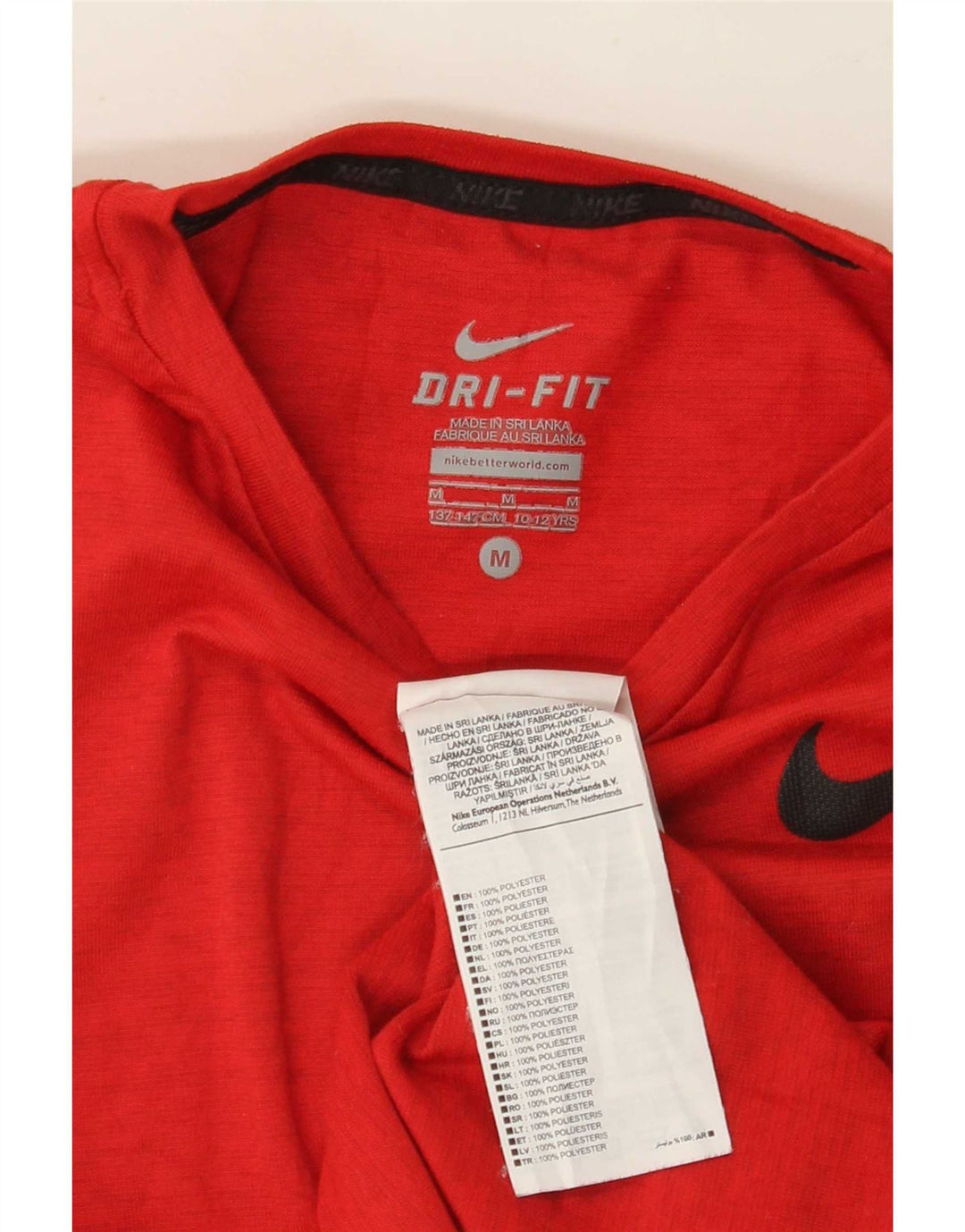 T-shirt da ragazzo Nike Dri Fit Top 10-11 anni in poliestere chiazzato rosso medio