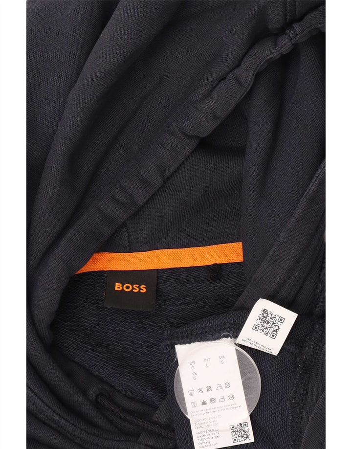 Felpa con cappuccio da uomo Hugo Boss grande in cotone blu navy
