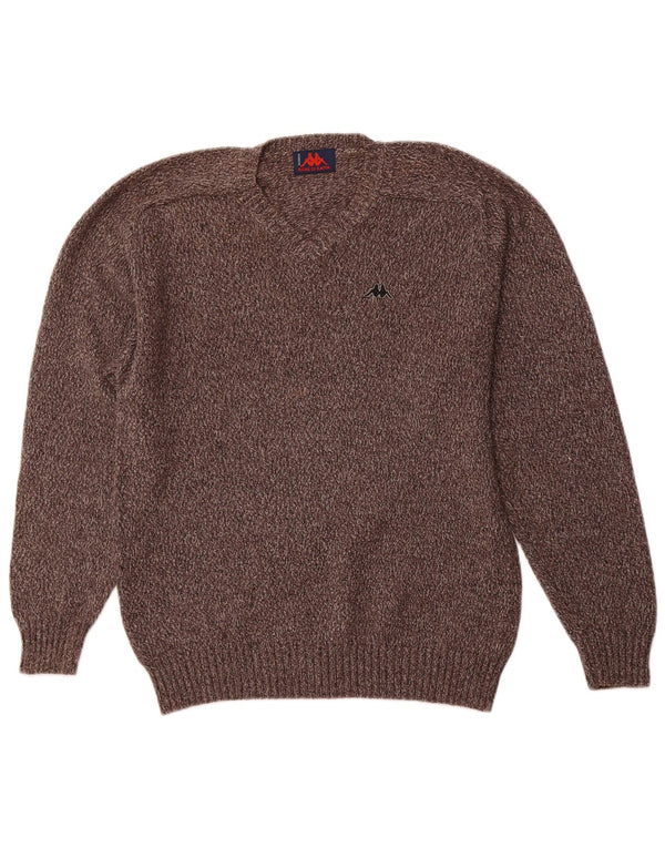 Maglione KAPPA da uomo con scollo a V in cotone grigio medio