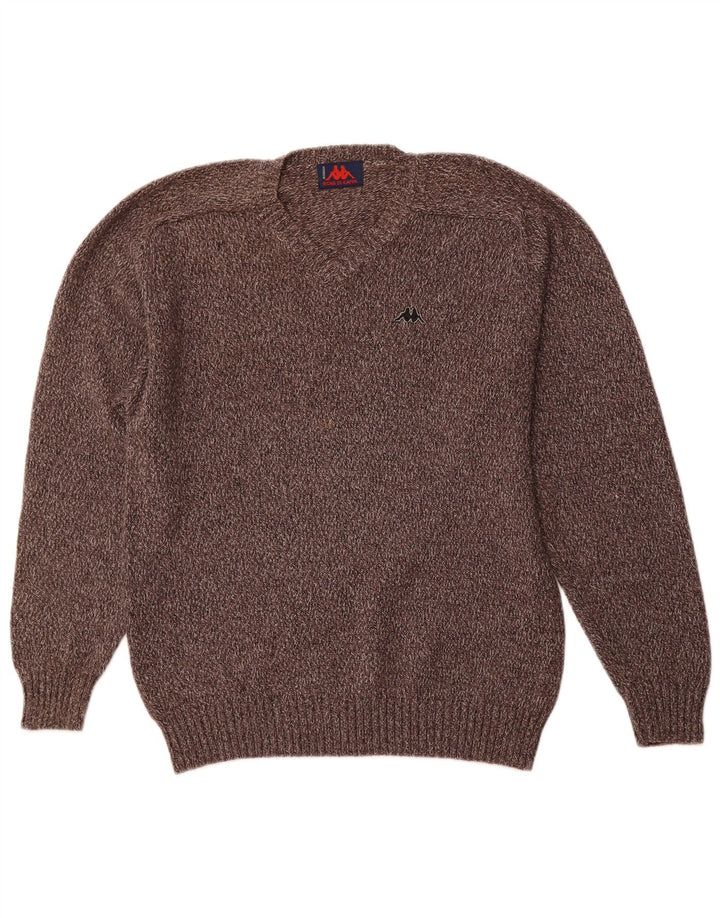 Maglione KAPPA da uomo con scollo a V in cotone grigio medio