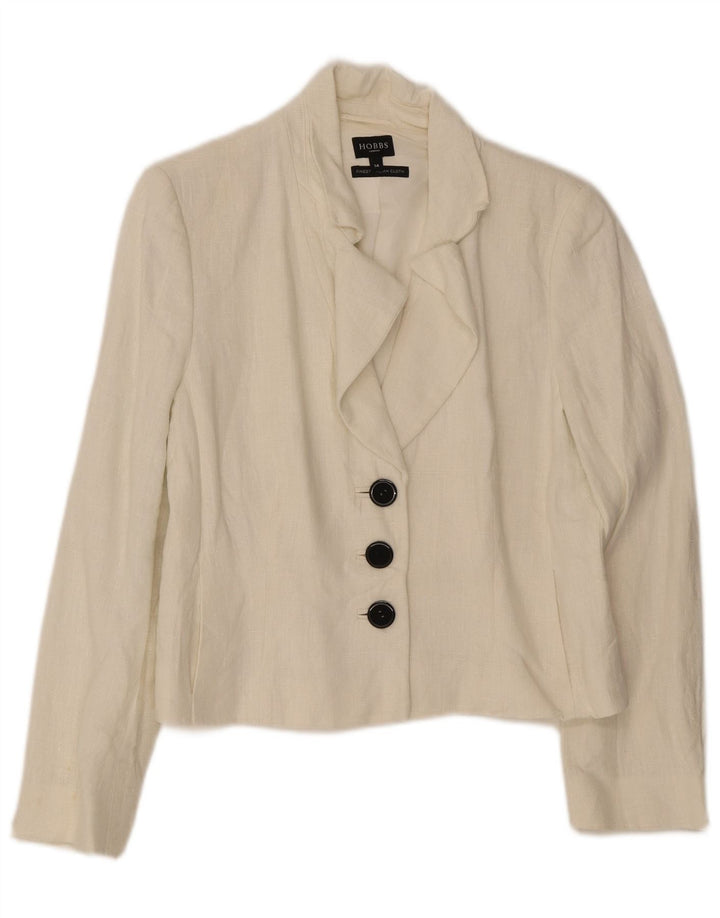 Giacca blazer a 3 bottoni da donna Hobbs UK 14 grande lino bianco sporco