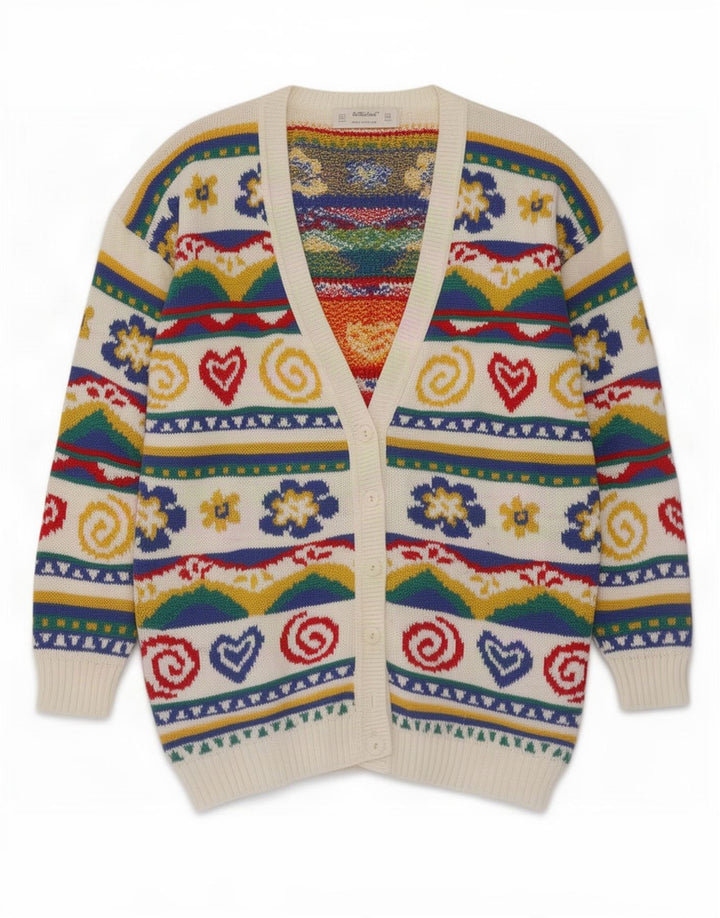 Maglione cardigan da donna St Michael UK 12 medio multicolore