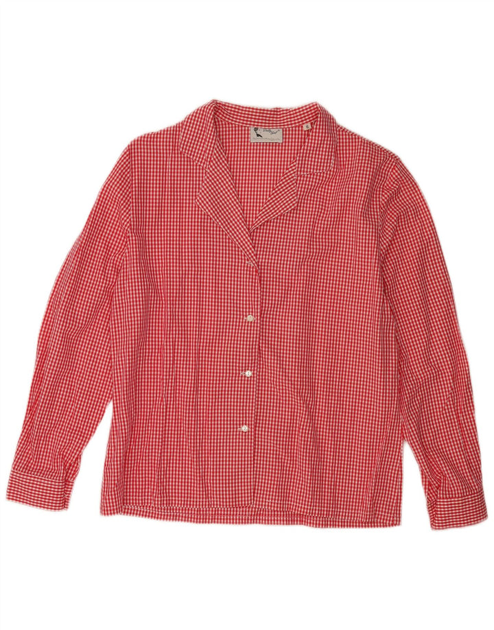 Camicia da donna VINTAGE UK 16 Grande cotone a quadretti rossi