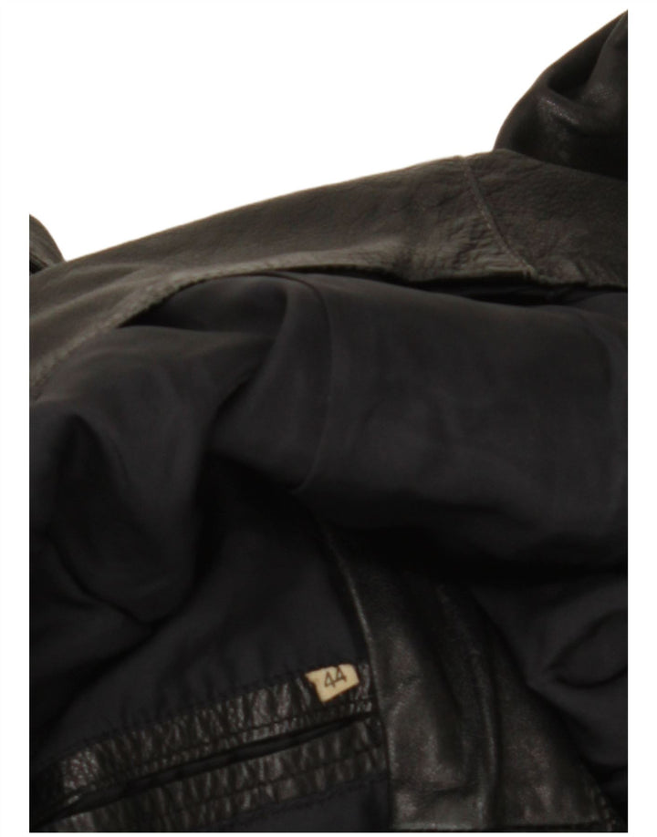 Giacca in pelle corta da donna vintage IT 44 media nera