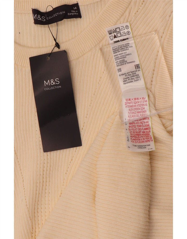 Canotta da donna Marks & Spencer UK 14 cotone bianco sporco medio