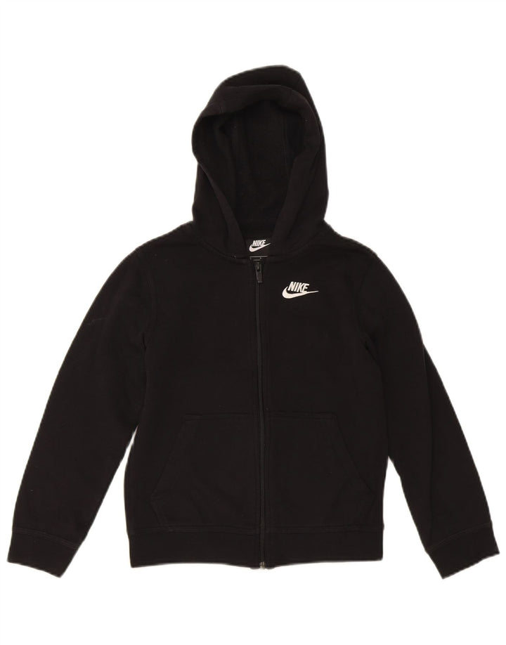 NIKE Boys Zip Hoodie Sweater 8-9 Years Small  Black Cotton