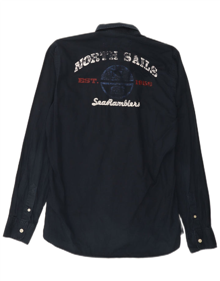 Camicia grafica da uomo North Sails piccola in cotone blu navy