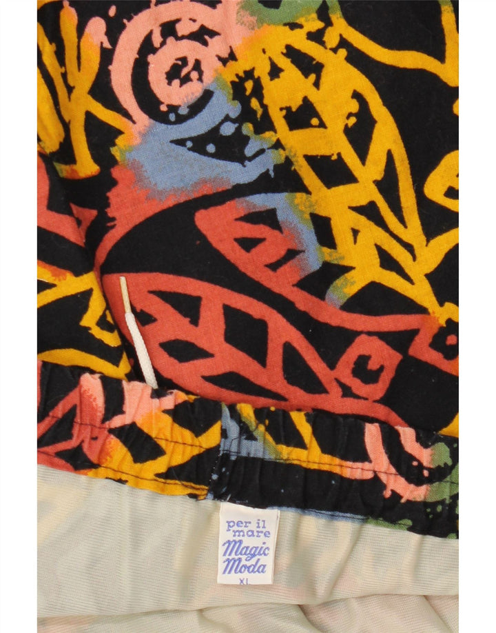 Pantaloncini da bagno da uomo VINTAGE XL in cotone floreale nero