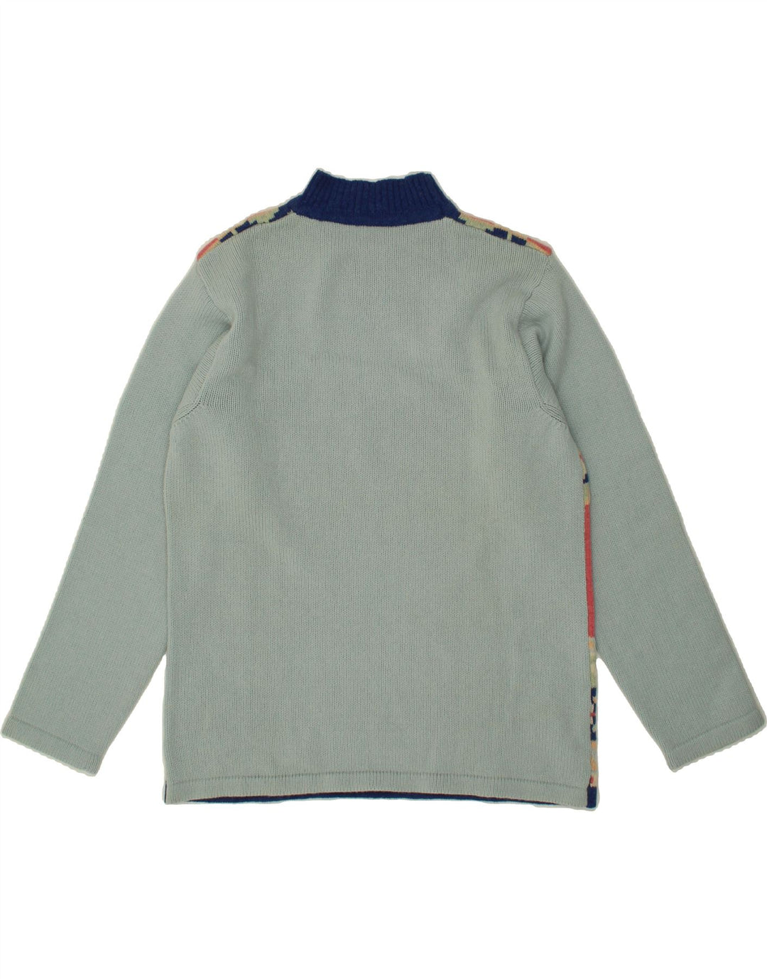 VINTAGE Womens Turtle Neck Jumper Sweater UK 14 Medium Blue Geometric Vintage Vintage and Second-Hand Vintage from Messina Hembry 