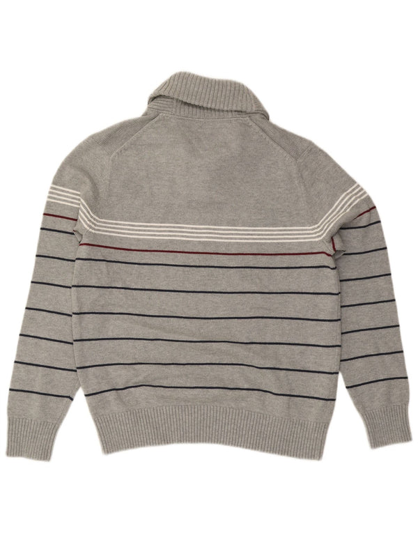 Tommy Hilfiger Uomo Maglione con collo a scialle Maglione grande cotone a righe grigie