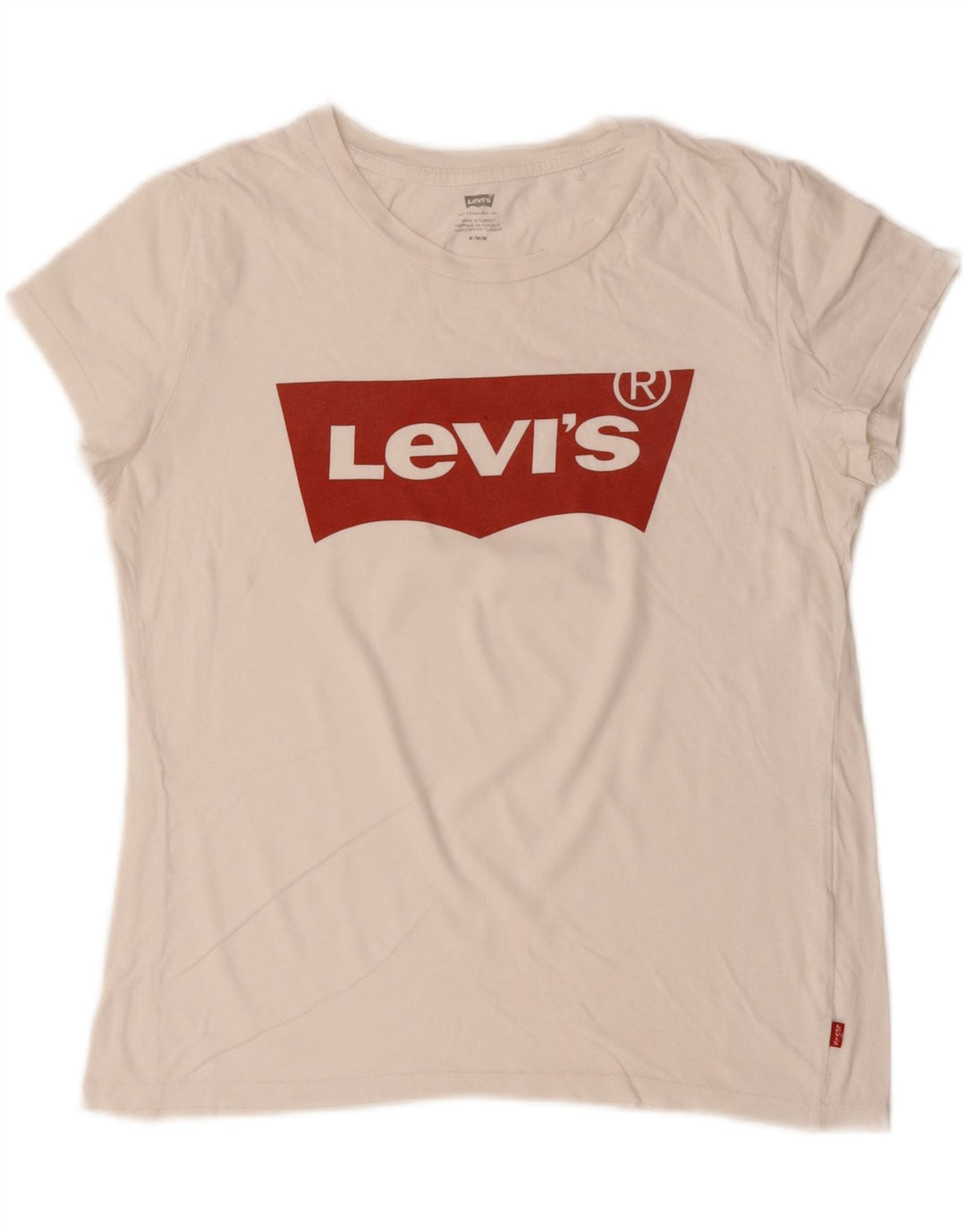 T-shirt grafica da donna LEVI'S Top UK 14 cotone bianco medio