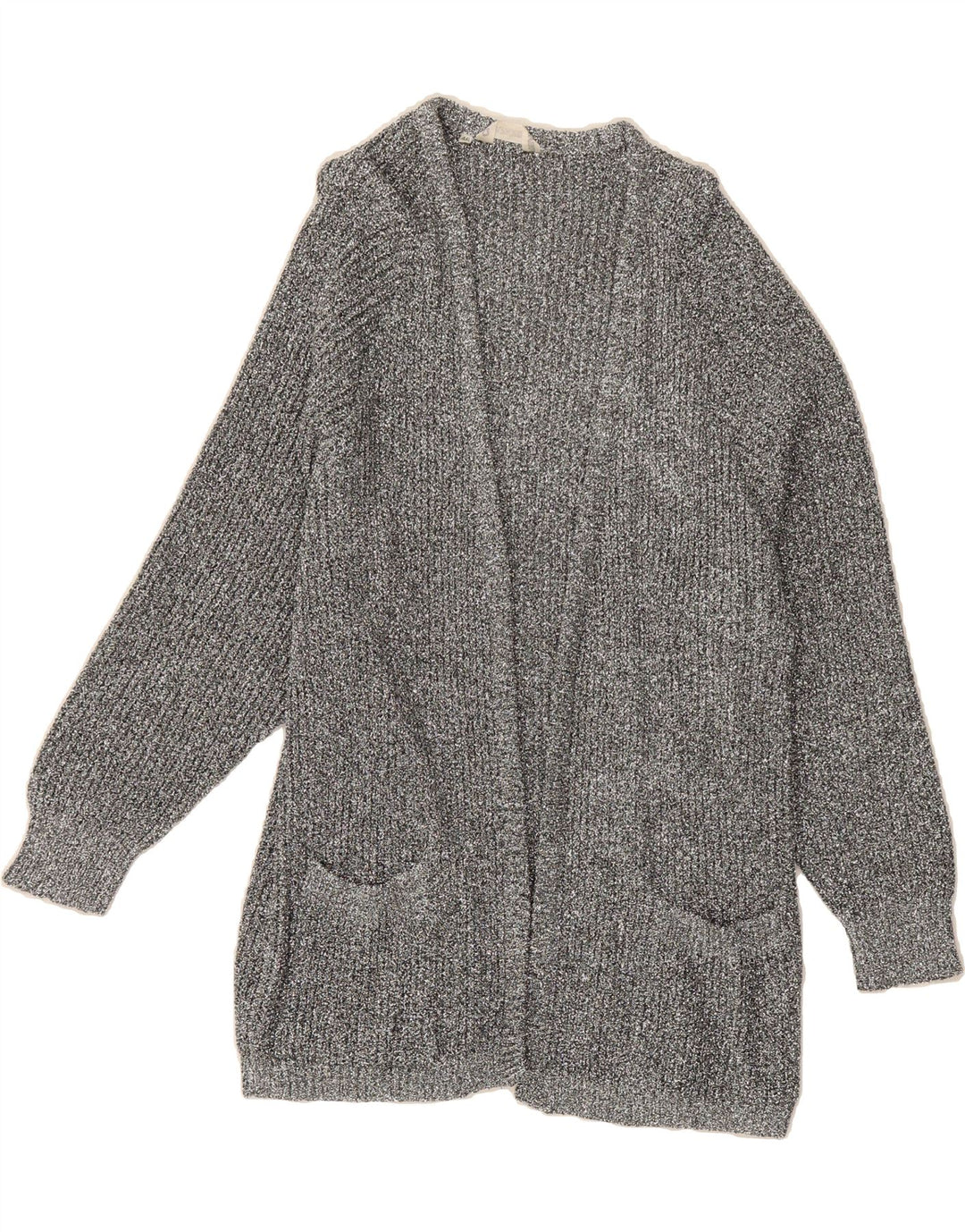 VINTAGE Womens Longline Open Cardigan Sweater IT 46 Large Grey Viscose Vintage Vintage and Second-Hand Vintage from Messina Hembry 