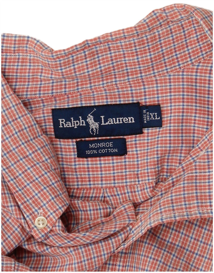 Camicia a maniche corte da uomo Ralph Lauren Monroe XL in cotone a quadri arancione