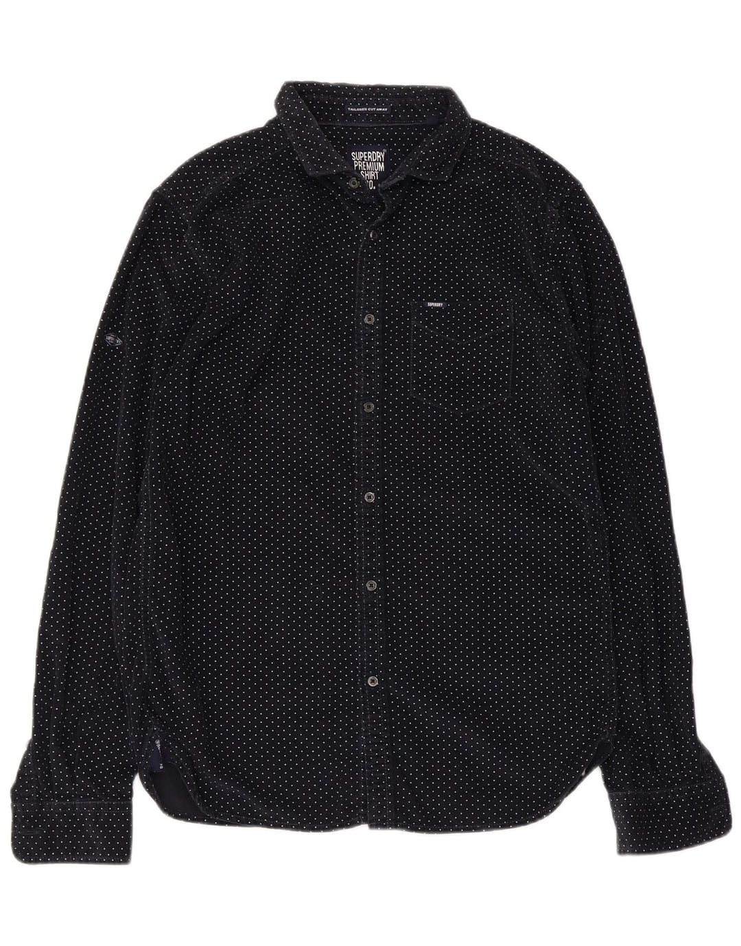 Camicia da uomo in velluto a coste Superdry, cotone maculato blu navy medio