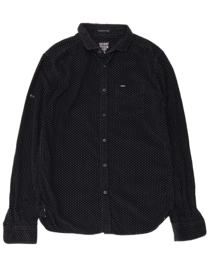 Camicia da uomo in velluto a coste Superdry, cotone maculato blu navy medio