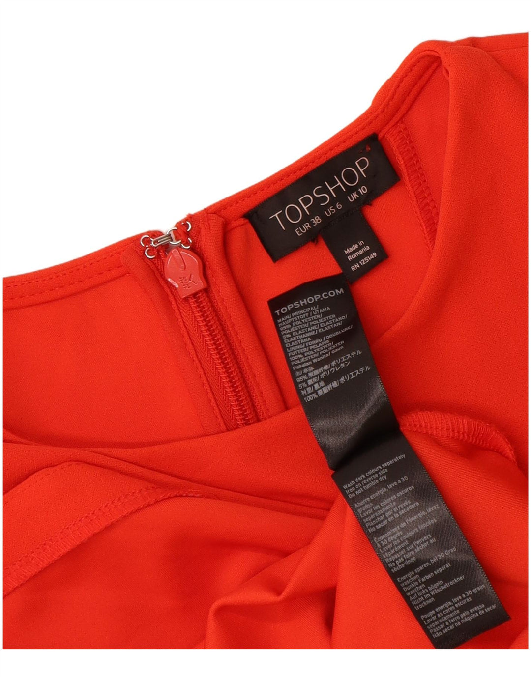 Topshop Abito tubino senza maniche da donna UK 10 Piccolo poliestere arancione