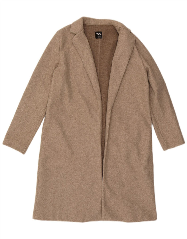 Soprabito aperto da donna Zara UK 14 Poliestere beige medio