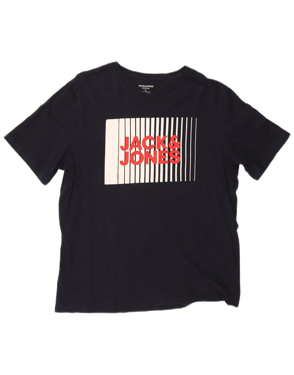 T-shirt grafica da uomo Jack & Jones Top XL in cotone blu navy