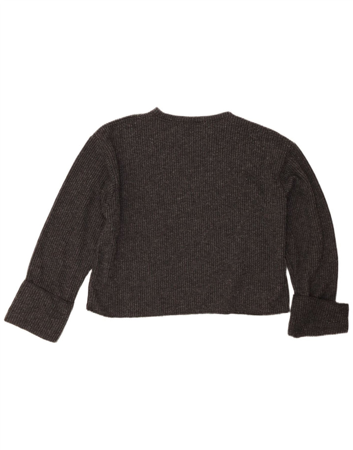 Maglione corto girocollo oversize da donna Zara UK 16 grande grigio