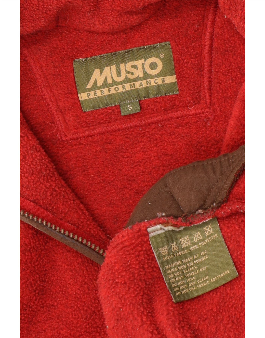 MUSTO Maglione in pile da uomo con zip e collo piccolo in poliestere rosso