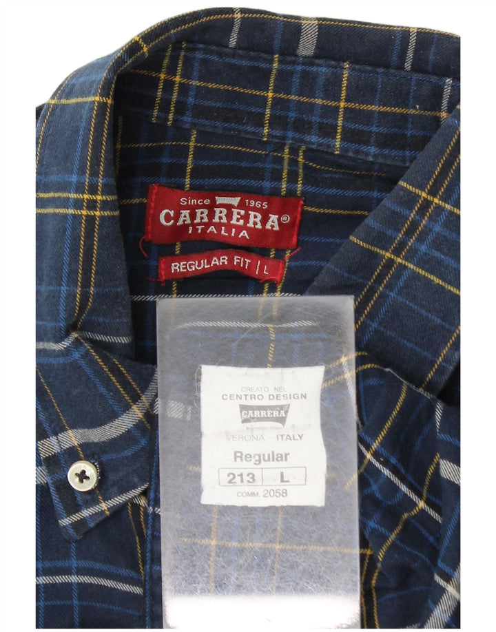 Carrera Camicia da uomo in flanella vestibilità regolare, grande cotone a quadri blu navy