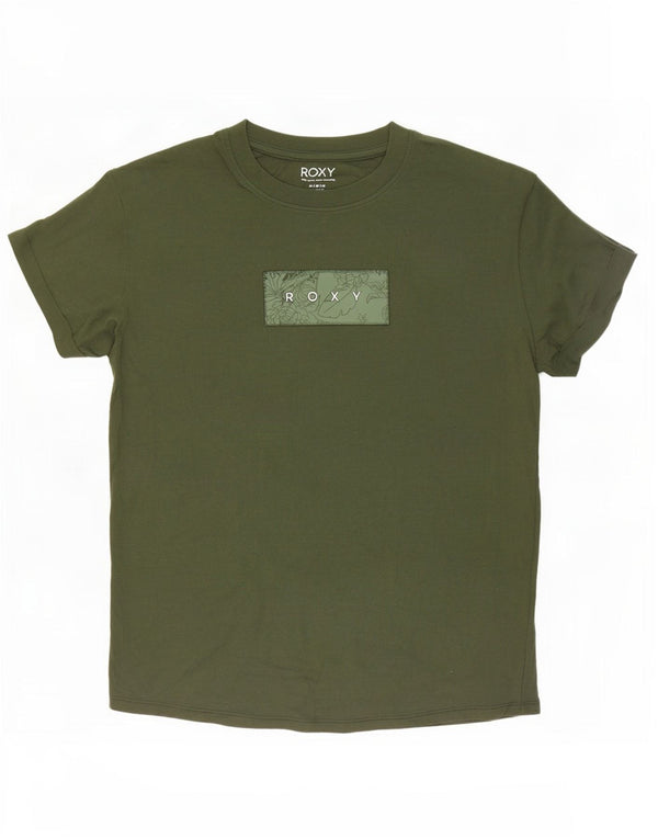 T-shirt grafica da donna Roxy Top UK 14 cotone kaki medio