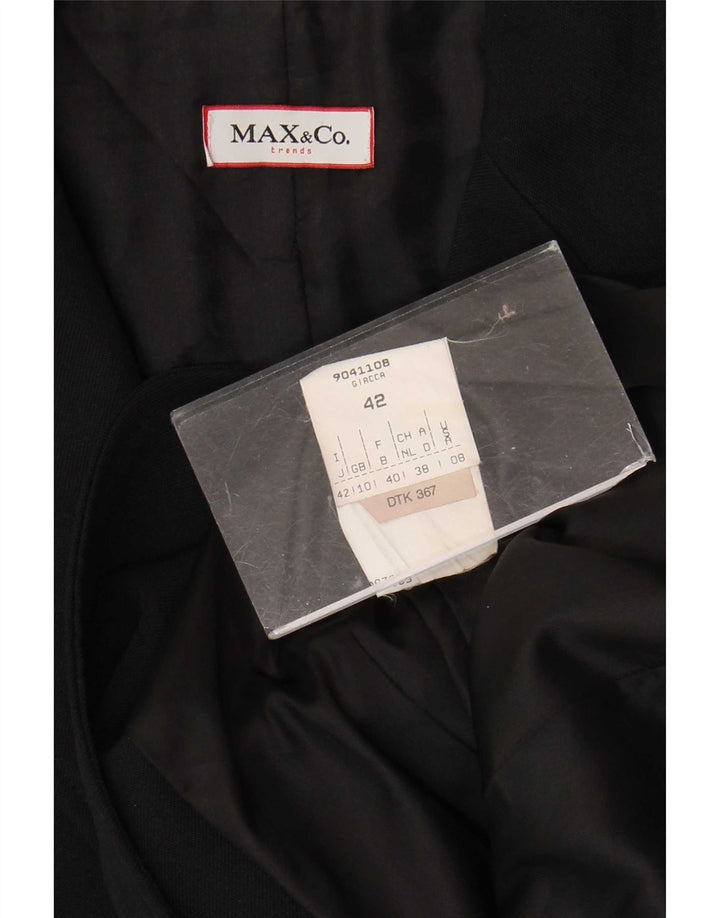 Max & Co. Giacca blazer a 3 bottoni da donna UK 10 piccola poliestere nero