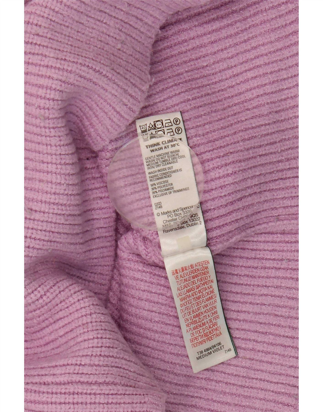 Maglione corto da donna Marks & Spencer con collo alto UK 10 piccolo viola