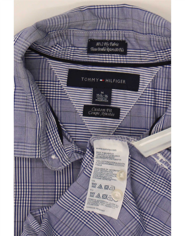 Camicia da uomo su misura Tommy Hilfiger taglia 15 1/2 16 medio blu a quadri