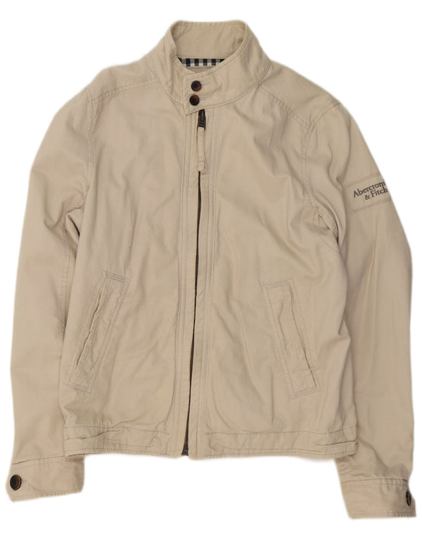 Abercrombie & Fitch Mens Bomber Jacket UK 40 Large Beige Cotton