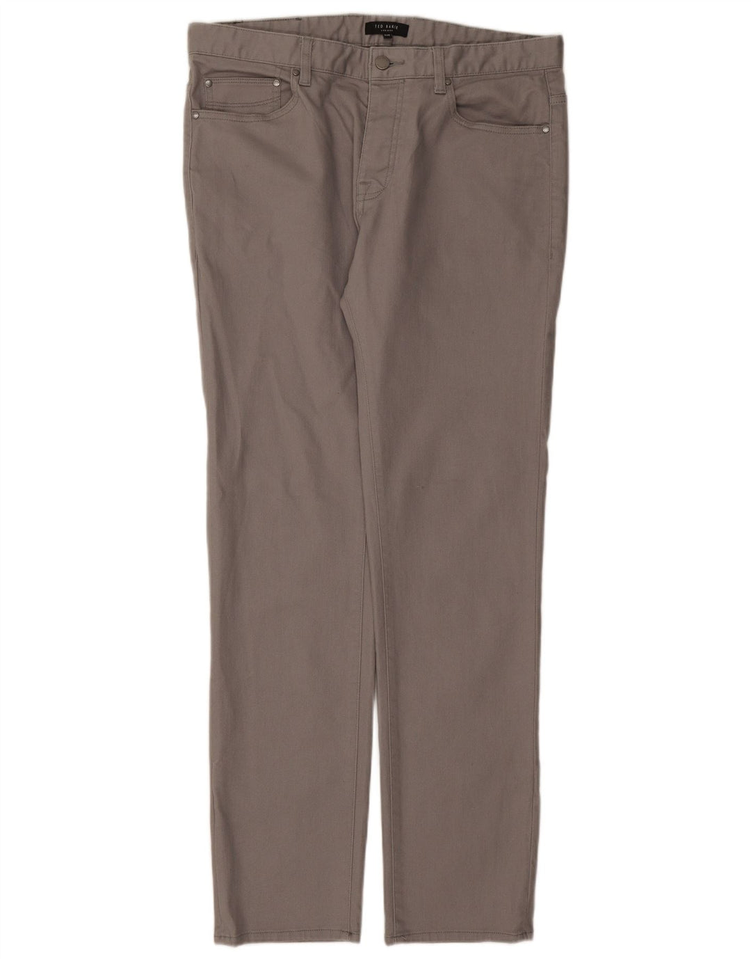 Pantaloni casual dritti da uomo Ted Baker W34 L32 cotone grigio