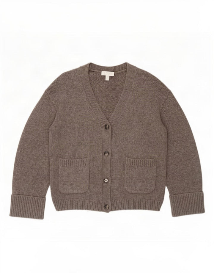Maglione cardigan da donna White Label UK 12 Lana merino grigio medio