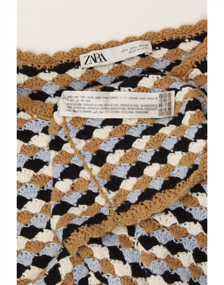 Maglione ZARA da donna con scollo a barca corto UK 14 grande multicolore